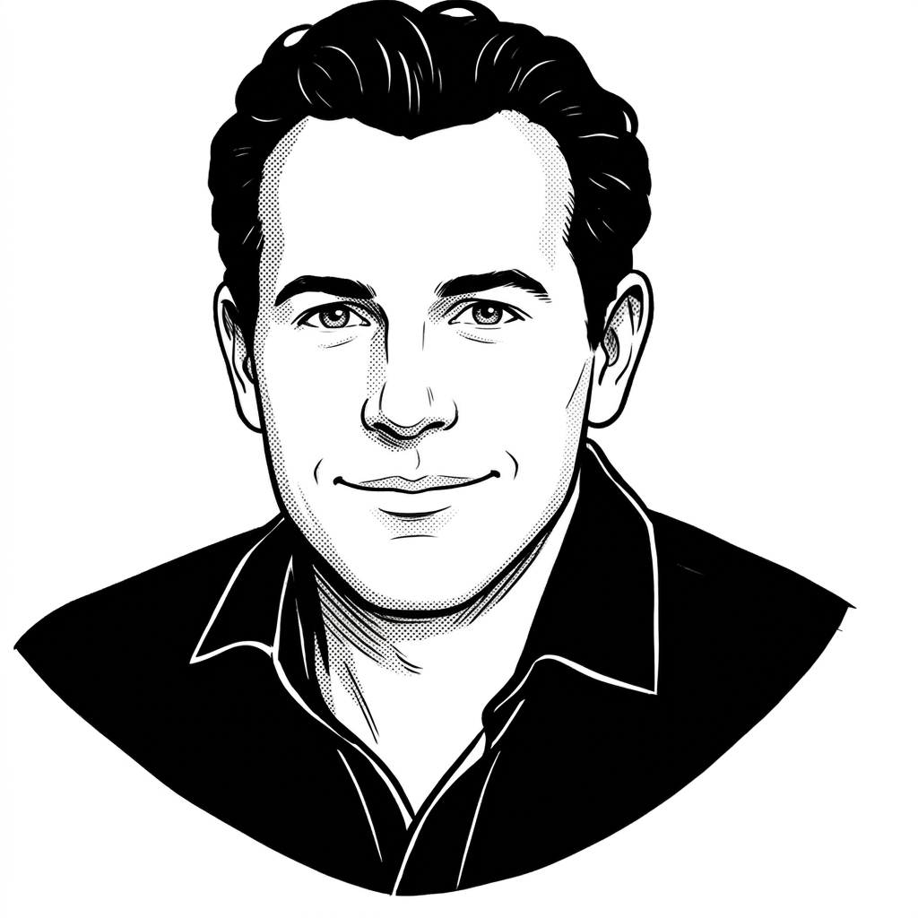 Ink illustration portrait — Financial Infrastructure, Digital Assets & Venture Building
